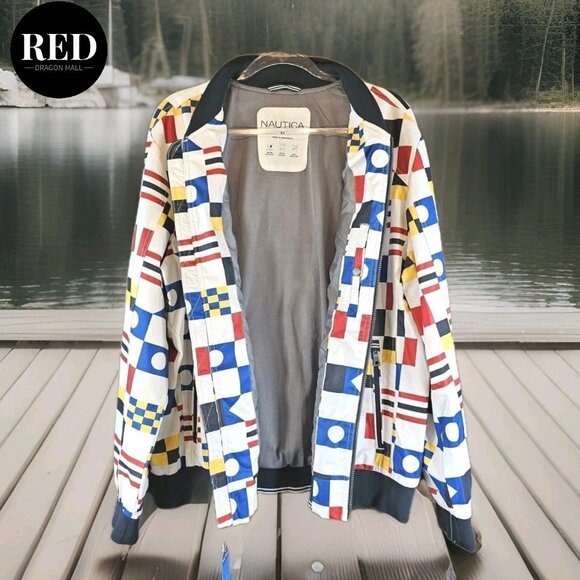 Nautica Multicolor Water Wind Resistant Stretch Bomber Jacket - Men's Size XL - Picture 3 of 12